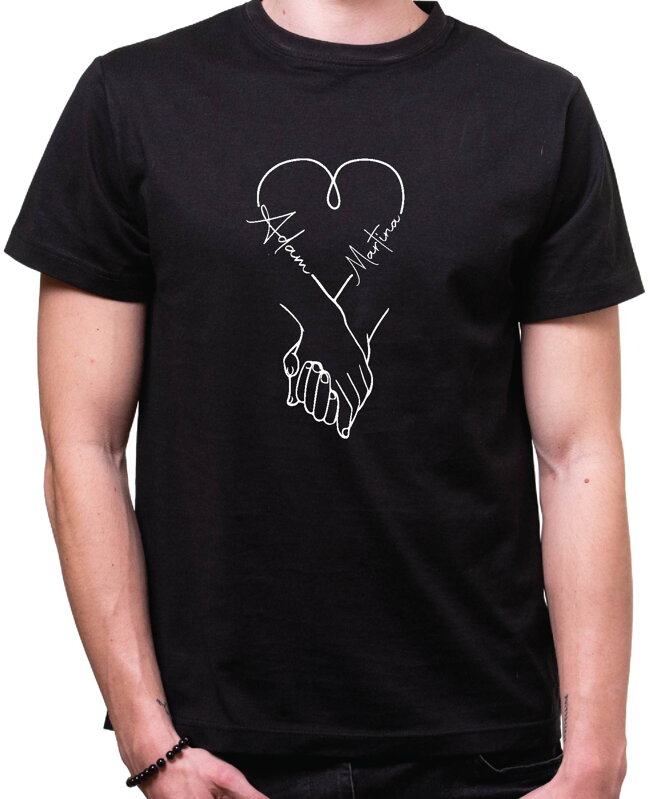 Zaľúbené tričko - srdce a ruky + vlastné mená