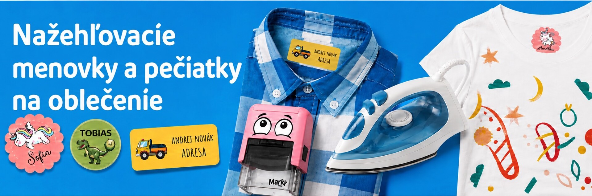 Nažehľovačie menovky na oblečenie