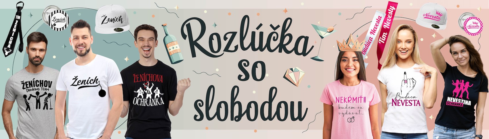 tricka, šerpy, stuhy, šiltovky na rozlučku so slobodou tipy na darcek pre zenicha nevestu