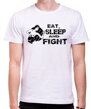 Športové a vtipné tričko ako motivácia pre fighterov, boxerov a nadšencov bojových športov.-Tričko - Eat, sleep and fight