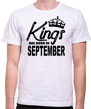 Originální a netradiční tričko pro pány / krále jako dárek k narozeninám s doplněním měsíce narození-Pánské triko - KINGS ARE BORN IN ... (zvolte měsíc)
