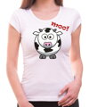 Originálne a vtipné dámske tričko s potlačou kravičky-Dámske tričko - Krava Moo!