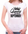 Originálny netradičný darček k narodeninám pre ženy,ktoré sa cítia ako kráľovné,s dopísaním mesiaca narodenia-Dámske tričko - QUEENS ARE BORN IN ... (zvolte mesiac)