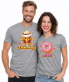 Partnerské tričká - Dokonalý PÁR - káva a donut - 2ks