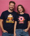 Partnerské tričká - Dokonalý PÁR - káva a donut - 2ks