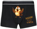 Pánske boxerky s vtipnou potlačou - Pozor! vyletí vtáčik
