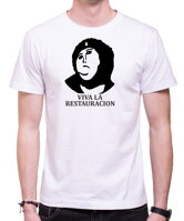 Vtipné pánske tričko s potlačou výtvoru španielskej babky - "reštaurátorky", prevtelený do revolucionára-Viva la restauracion