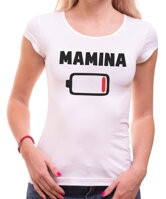 Vtipné a originálne tričko pre maminu ako darčekové prekvapenie ku dňu matiek či k narodeninám-Rodinné tričko - Mamina (BATERKA)