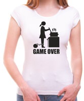 Vtipné tričko- Koniec hry,začiatok varenia zo série rozlúčka so slobodu,vhodný svadobný darček-Dámske tričko - GAME OVER cooking