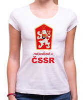 Originálne dámske retro tričko s potlačou ČSSR znaku-narodená v ČSSR