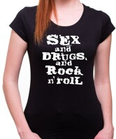Originálne tričko pre všetkých rockerov z kolekcie hudobné tričká, rockový fanúšik-Tričko - Sex, Drugs & Rock 'n' Roll 