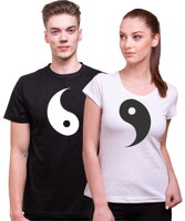 Ezoterické originálne kvalitné tričká pre zamilovaný partnerský pár,dôležitosť rovnováhy,vhodné ako darček k valentínovi či inému sviatku-Partnerské tričká Jin a Jang
