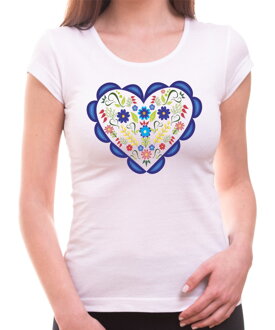 Dámske tričko - Kvetinkové ľudové srdiečko