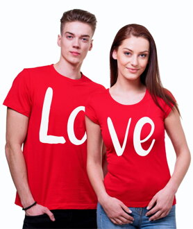 Partnerské tričká  LOVE - RED (cena za pár)  (cena za 2ks)