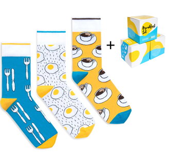 Sada 3ks ponožiek - Breakfast set + box zadarmo