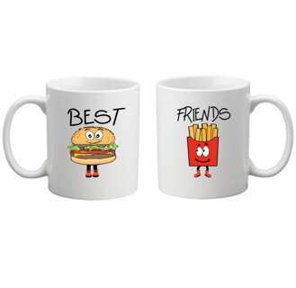 Sada: 2 hrnčeky - BEST FRIENDS - FAST FOOD