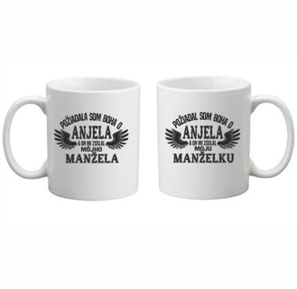 Sada: 2 hrnčeky - Požiadal/a som boha o anjela a on mi zaslal manžela/manželku