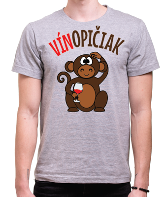 Vinárske tričko pánské - Vínopičiak s opičkou
