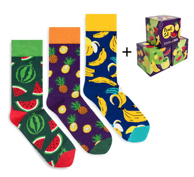 Sada 3ks ponožiek - Fruit set + box zadarmo