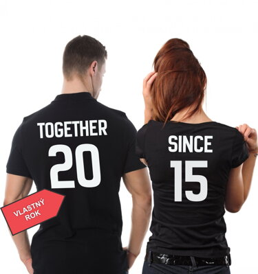 Partnerské tričká Together since - spolu od roku XXXX (vlastný rok, cena za pár)