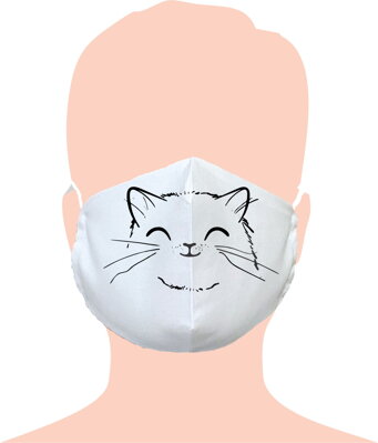 Ochranné rúško - Mačička (Textilné biele) 