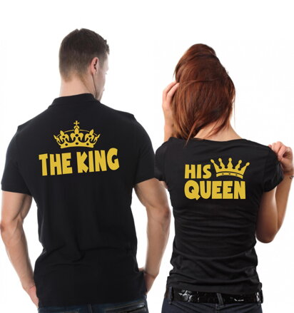 Partnerské tričká Pánske The King + Dámske his queen (cena za pár)
