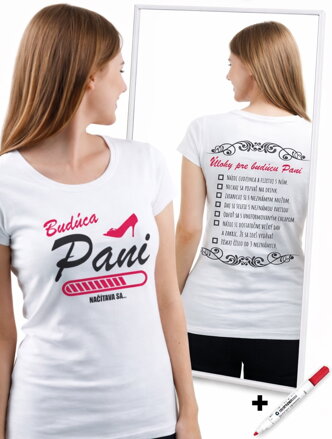 Dámske tričko - Budúca Nevesta +  Úlohy pre nevestu + fixka na odškrtávanie úloh