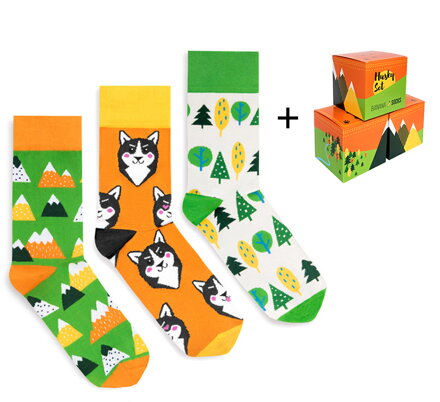 Sada 3ks ponožiek - Husky set + box zadarmo