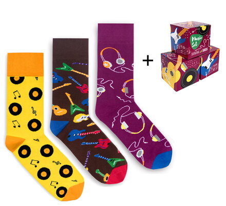 Sada 3ks ponožiek - Music set + box zadarmo