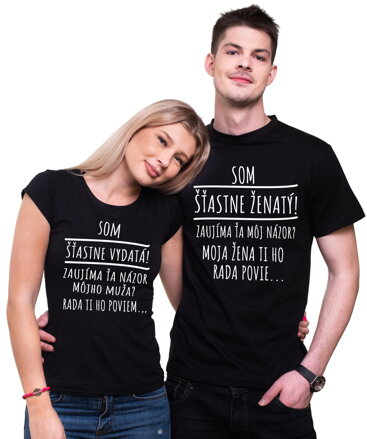 Partnerské tričká - Šťastný manželský pár (cena za pár)