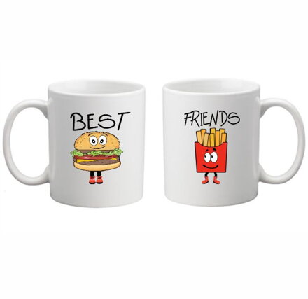 Sada: 2 hrnčeky - BEST FRIENDS - FAST FOOD