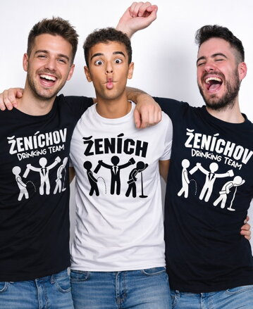 Tričká Ženích a Ženíchov Drinking Team (cena za 1ks)