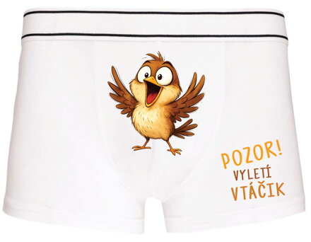 Pánske boxerky s vtipnou potlačou - Pozor! vyletí vtáčik