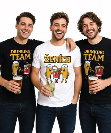 Pánske tričká - Ženích a drinking team - farebné (cena za 1ks)
