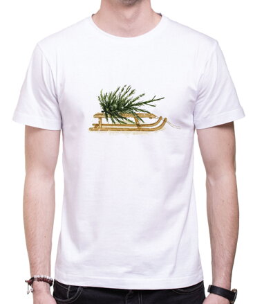 Vianočné tričko - Stromček na saniach