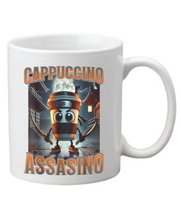 Hrnček s potlačou Cappuccino Assasino (Talianský Brainrot)