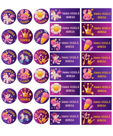 SADA Nažehľovacích menoviek s vl. menom (Magic Girl 34ks)