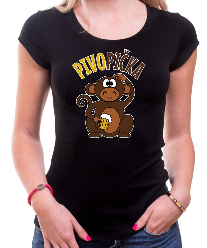 Pivné tričko - Pivopička s opičkou Pivné tričko - Pivopička s opičkou