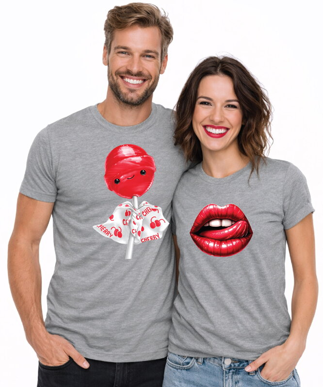 Partnerské tričká - Lízatko a pery 2ks