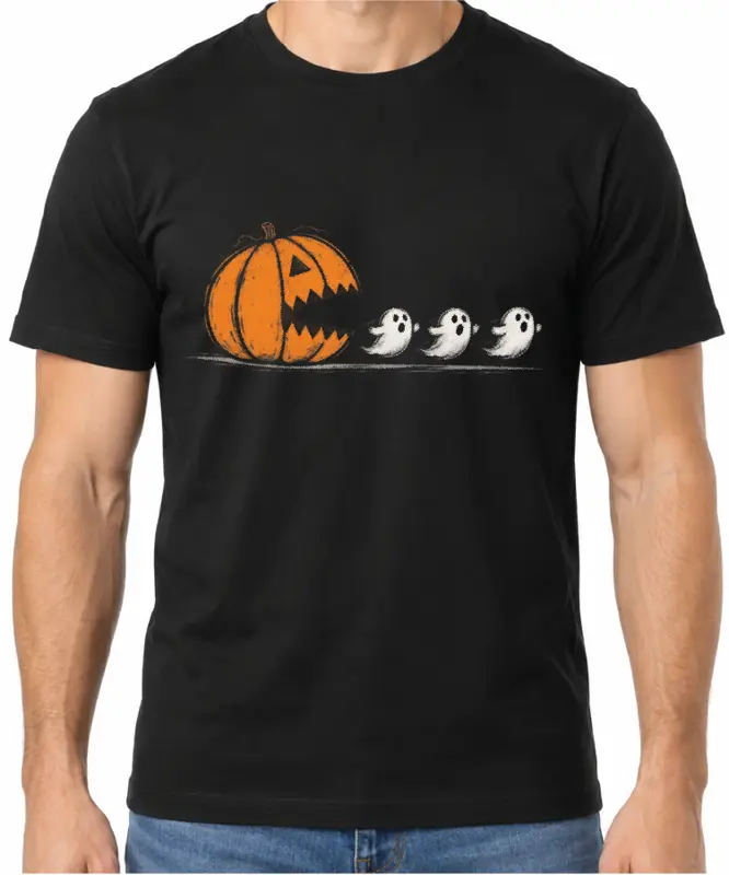 Tričko - Packman tekvica a duchovia (Halloween)