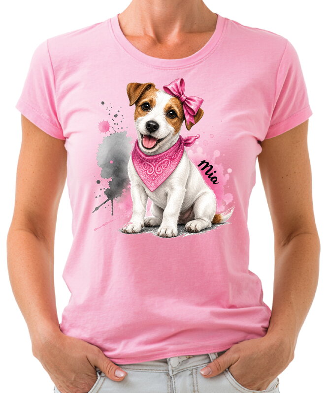 Tričko pre psíčkarky - Ružový Jack Russell Teriér