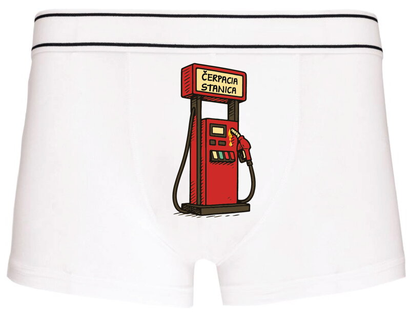 Pánske boxerky s vtipnou potlačou - Čerpacia stanica