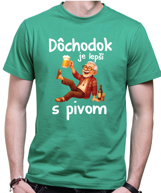 Pánske tričko - Dôchodok je lepší s pivom Pánske tričko - Dôchodok je lepší s pivom