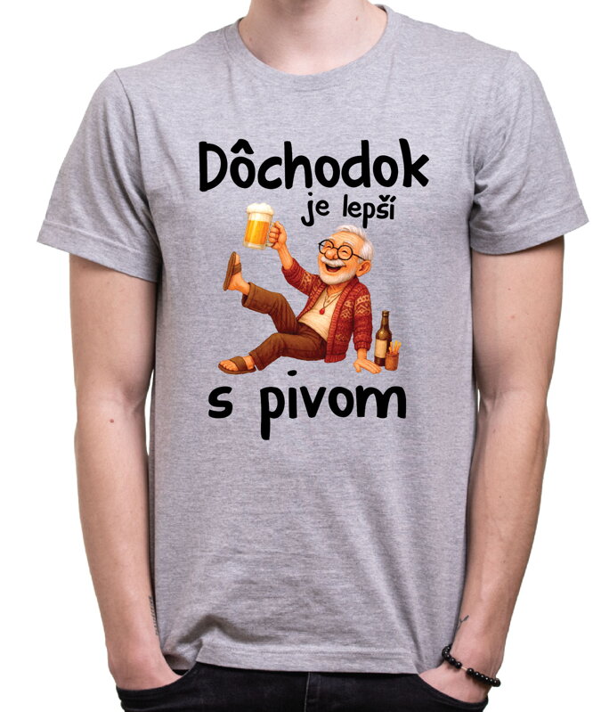 Pánske tričko - Dôchodok je lepší s pivom Pánske tričko - Dôchodok je lepší s pivom