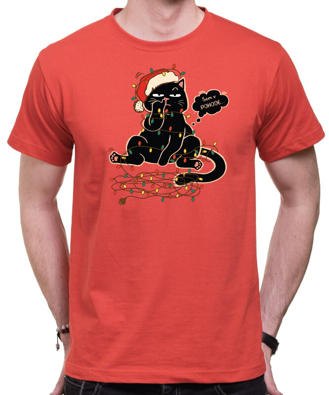 Vianočné tričko - Vianočná mačka - Som v pohode