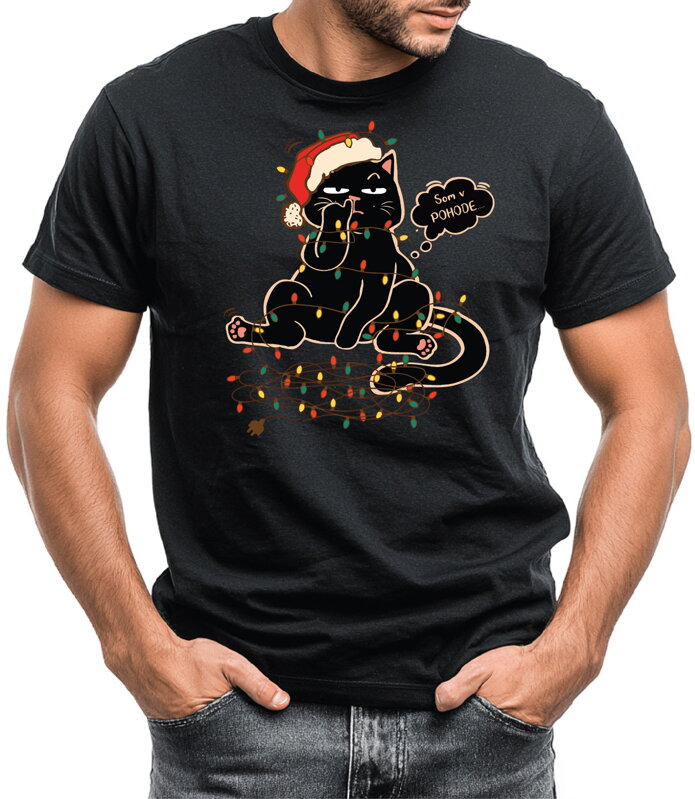 Vianočné tričko - Vianočná mačka - Som v pohode