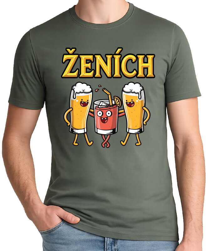 Pánske tričká - Ženích a drinking team - farebné (cena za 1ks)