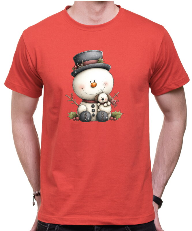 Vianočné tričko - Snehuliak s klobúkom