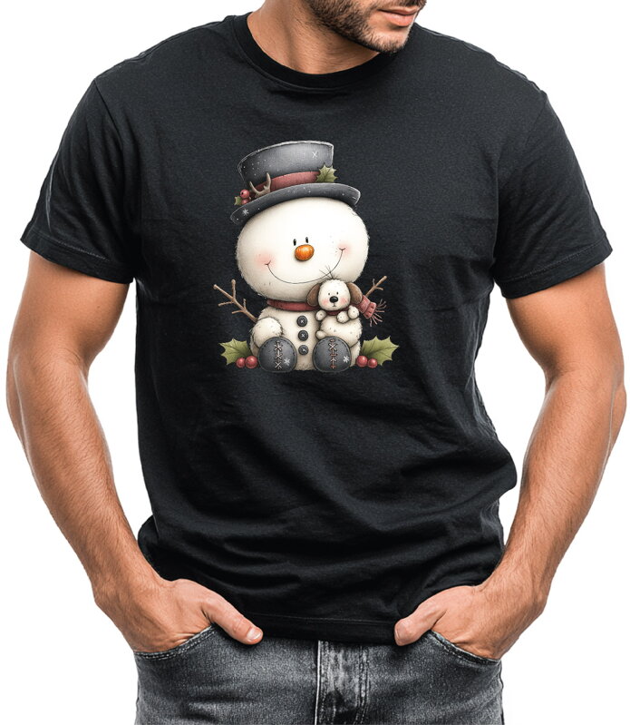 Vianočné tričko - Snehuliak s klobúkom