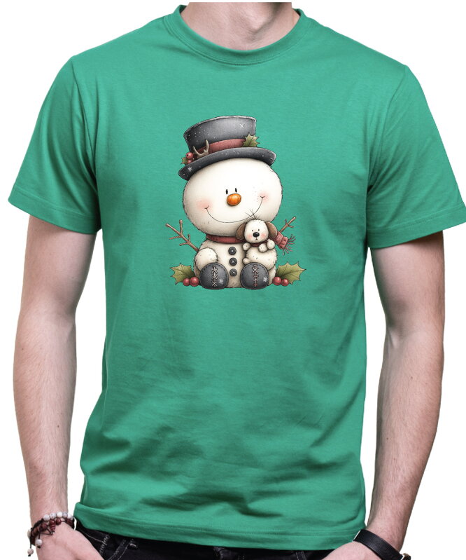 Vianočné tričko - Snehuliak s klobúkom